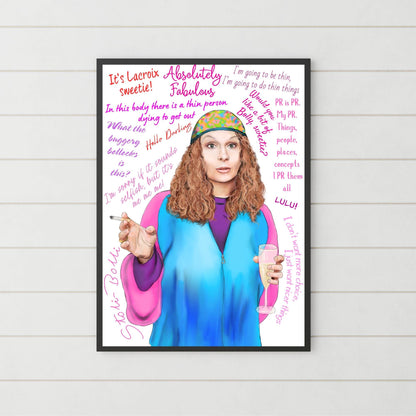 Ab Fab Eddie Quotes Poster, Absolutely Fabulous Art Print, Designer Wall Art, A4 High Quality Print