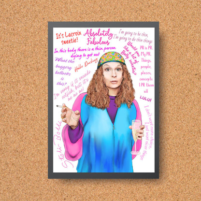 Ab Fab Eddie Quotes Poster, Absolutely Fabulous Art Print, Designer Wall Art, A4 High Quality Print