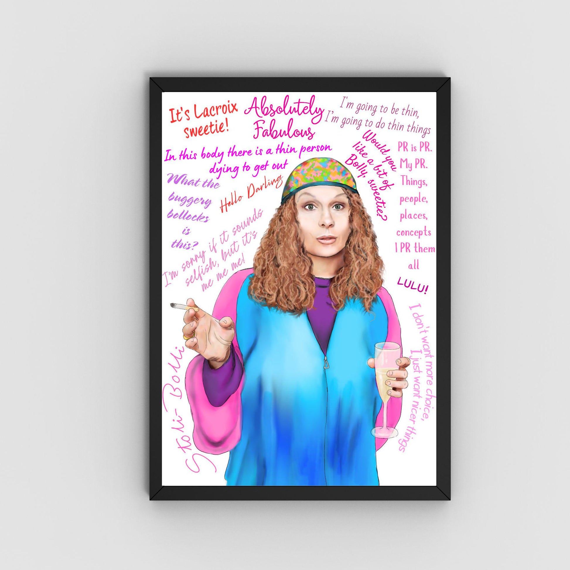 Ab Fab Eddie Quotes Poster, Absolutely Fabulous Art Print, Designer Wall Art, A4 High Quality Print