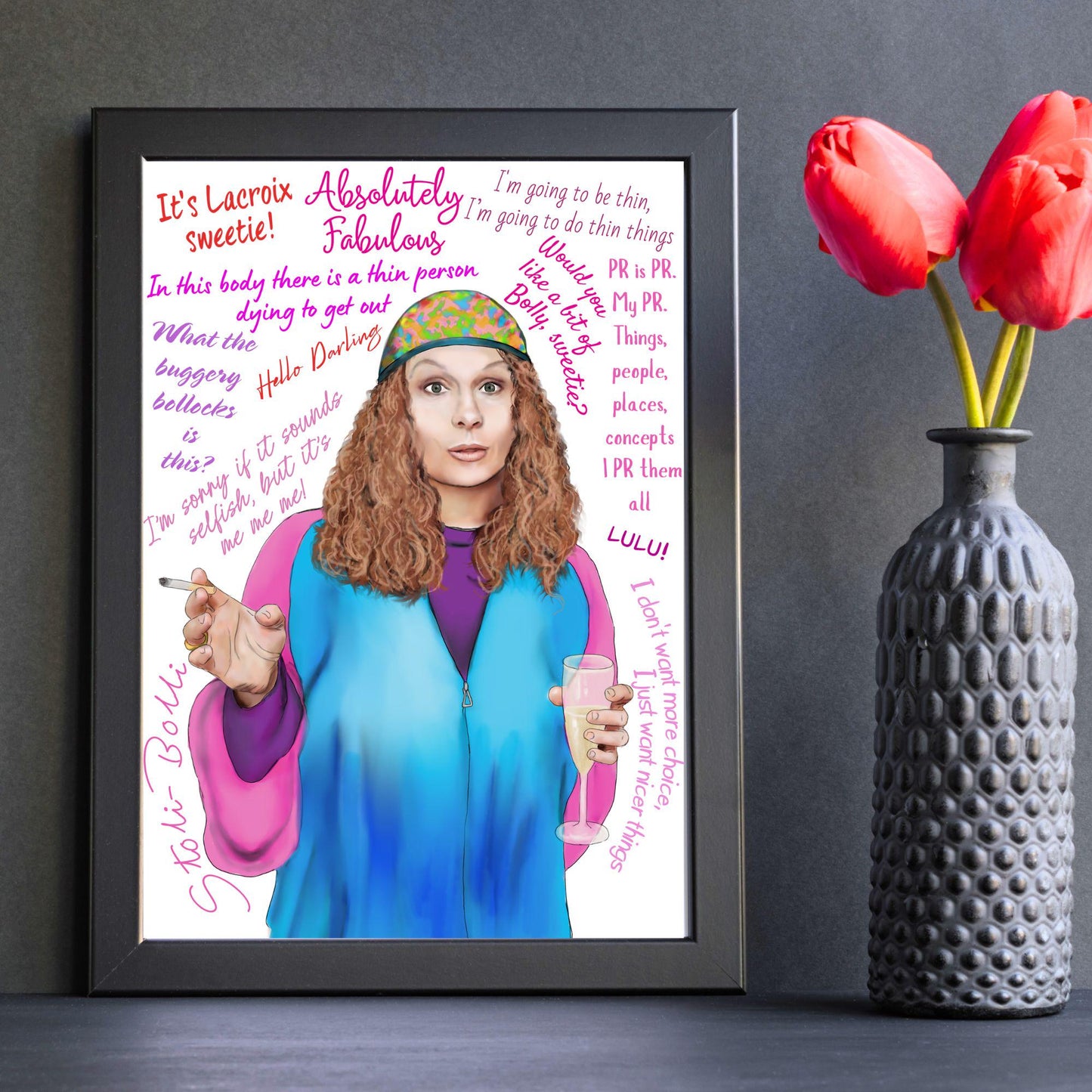 Ab Fab Eddie Quotes Poster, Absolutely Fabulous Art Print, Designer Wall Art, A4 High Quality Print