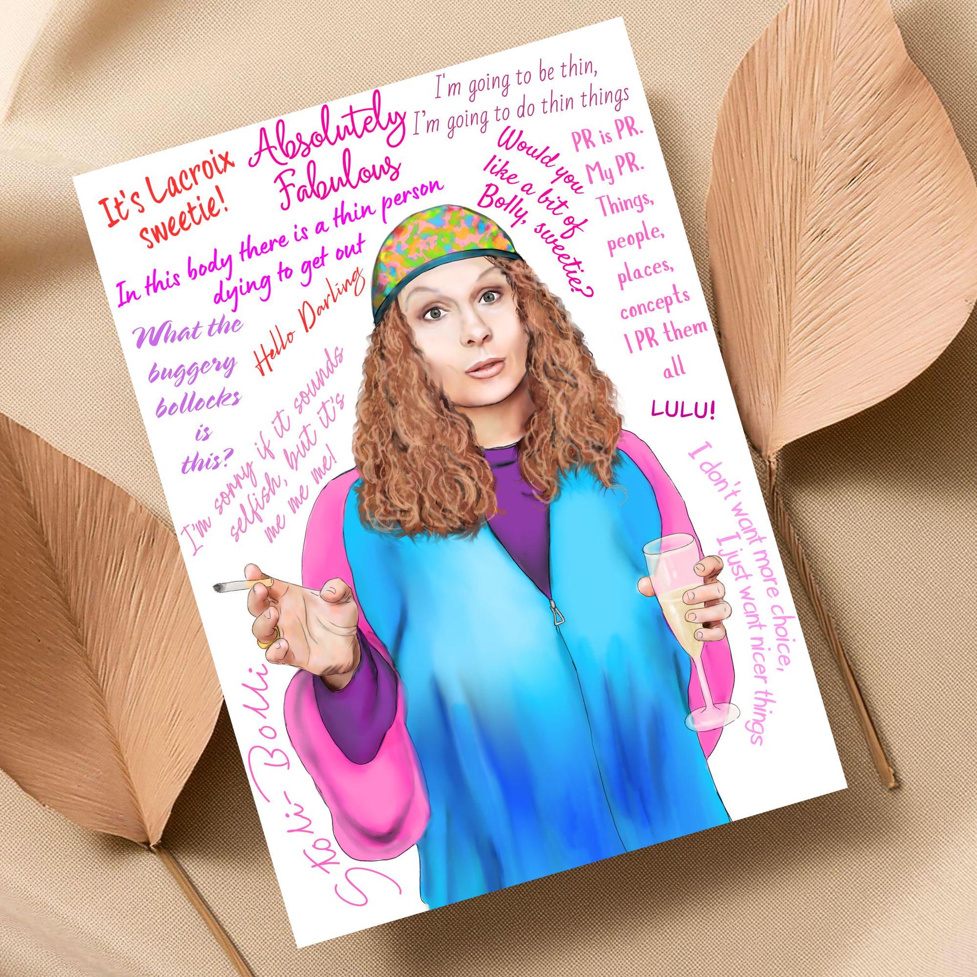 Ab Fab Eddie Quotes Poster, Absolutely Fabulous Art Print, Designer Wall Art, A4 High Quality Print