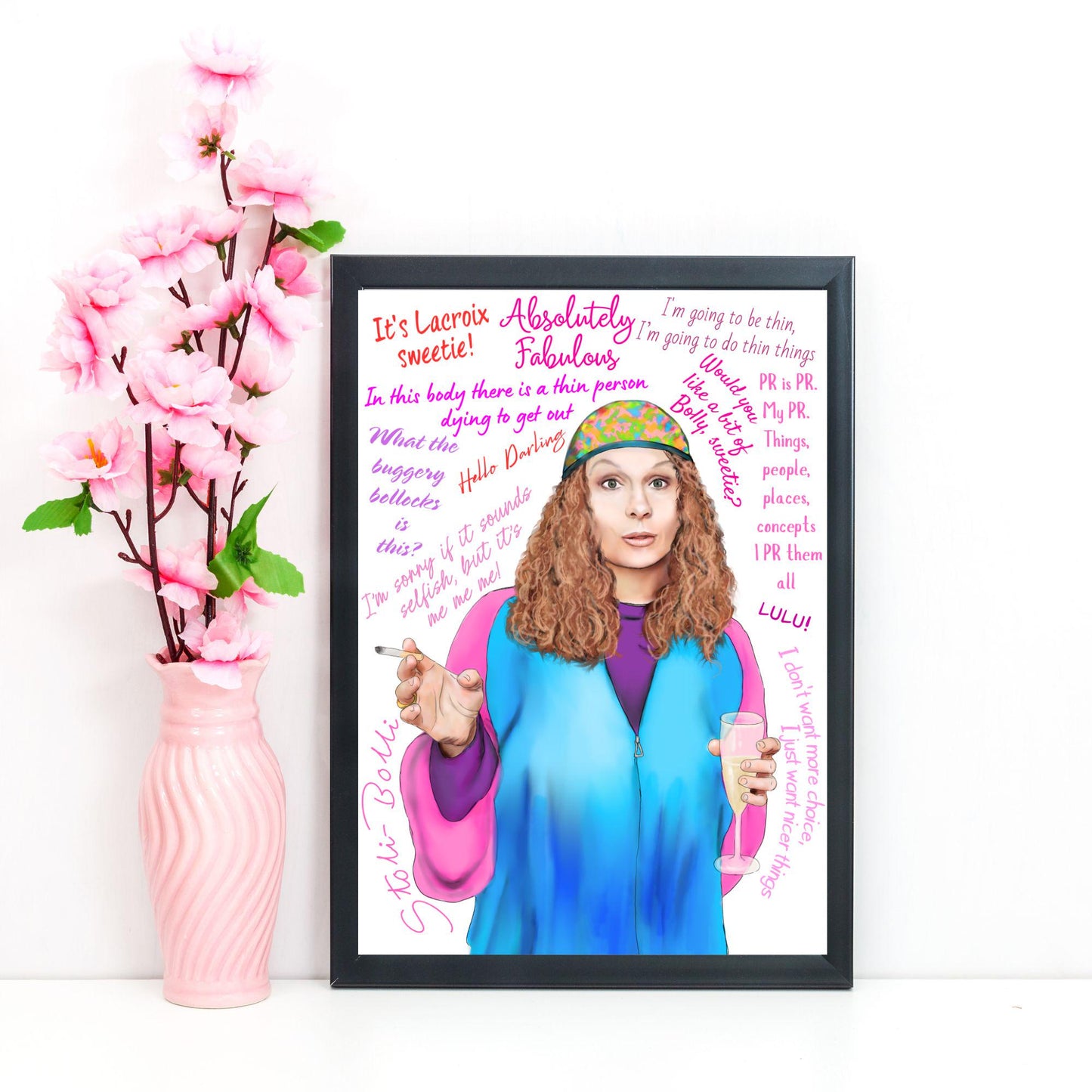 Ab Fab Eddie Quotes Poster, Absolutely Fabulous Art Print, Designer Wall Art, A4 High Quality Print