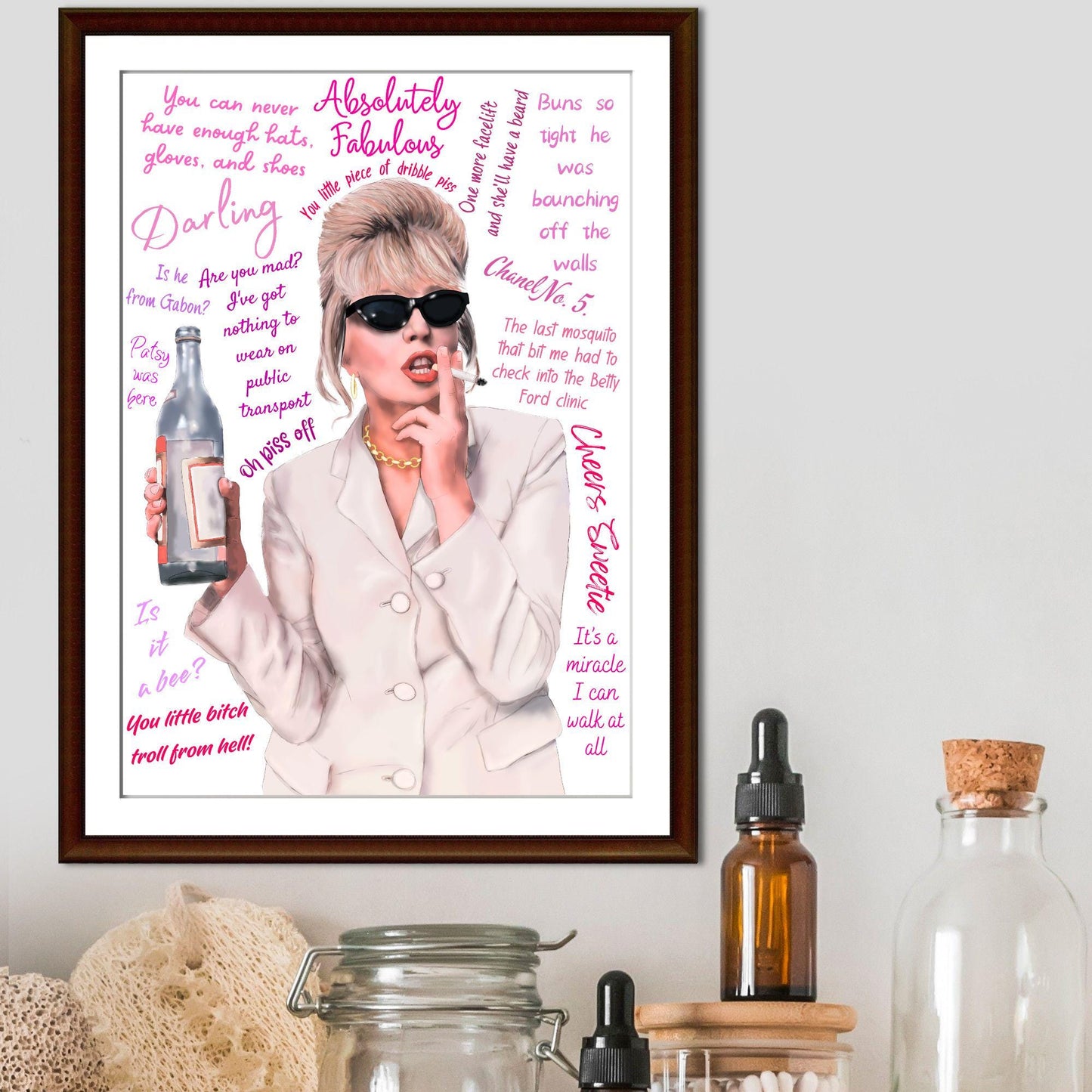 Ab Fab Patsy Quotes Poster, Absolutely Fabulous Art Print, Designer Wall Art, A4 High Quality Print