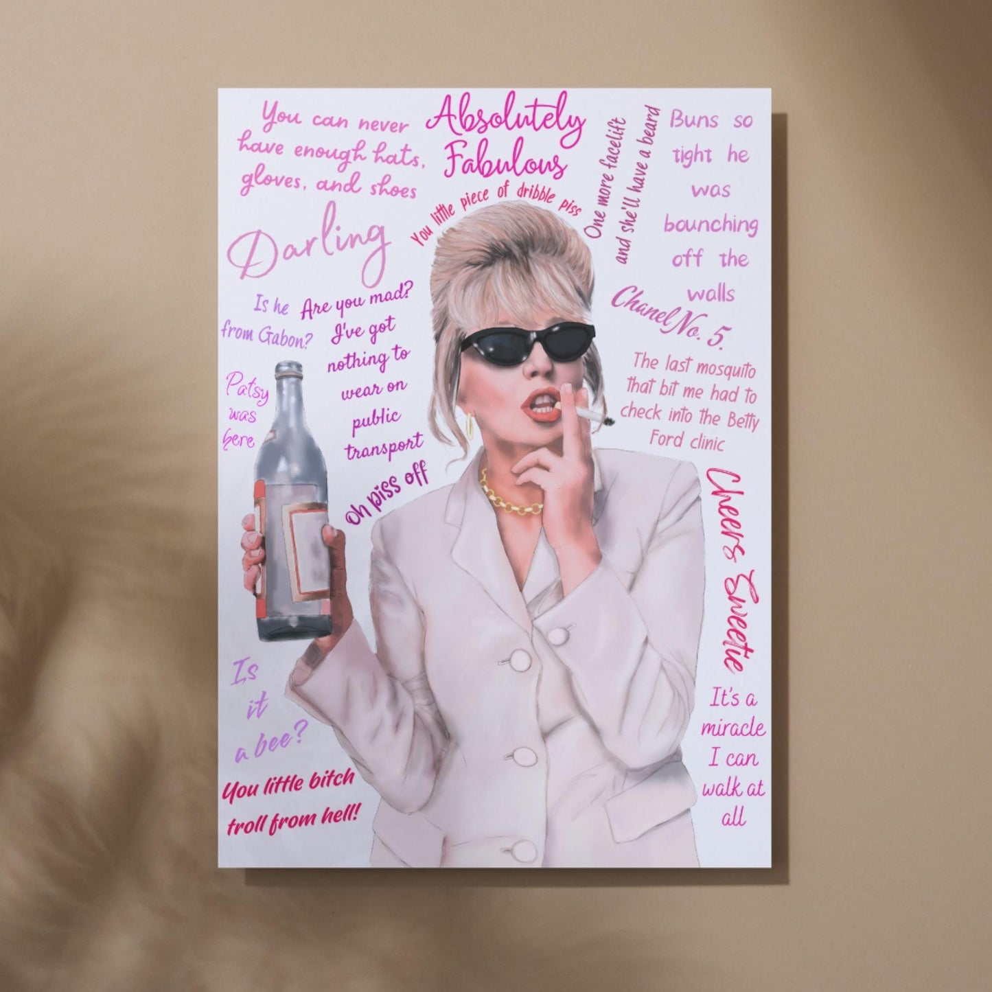 Ab Fab Patsy Quotes Poster, Absolutely Fabulous Art Print, Designer Wall Art, A4 High Quality Print