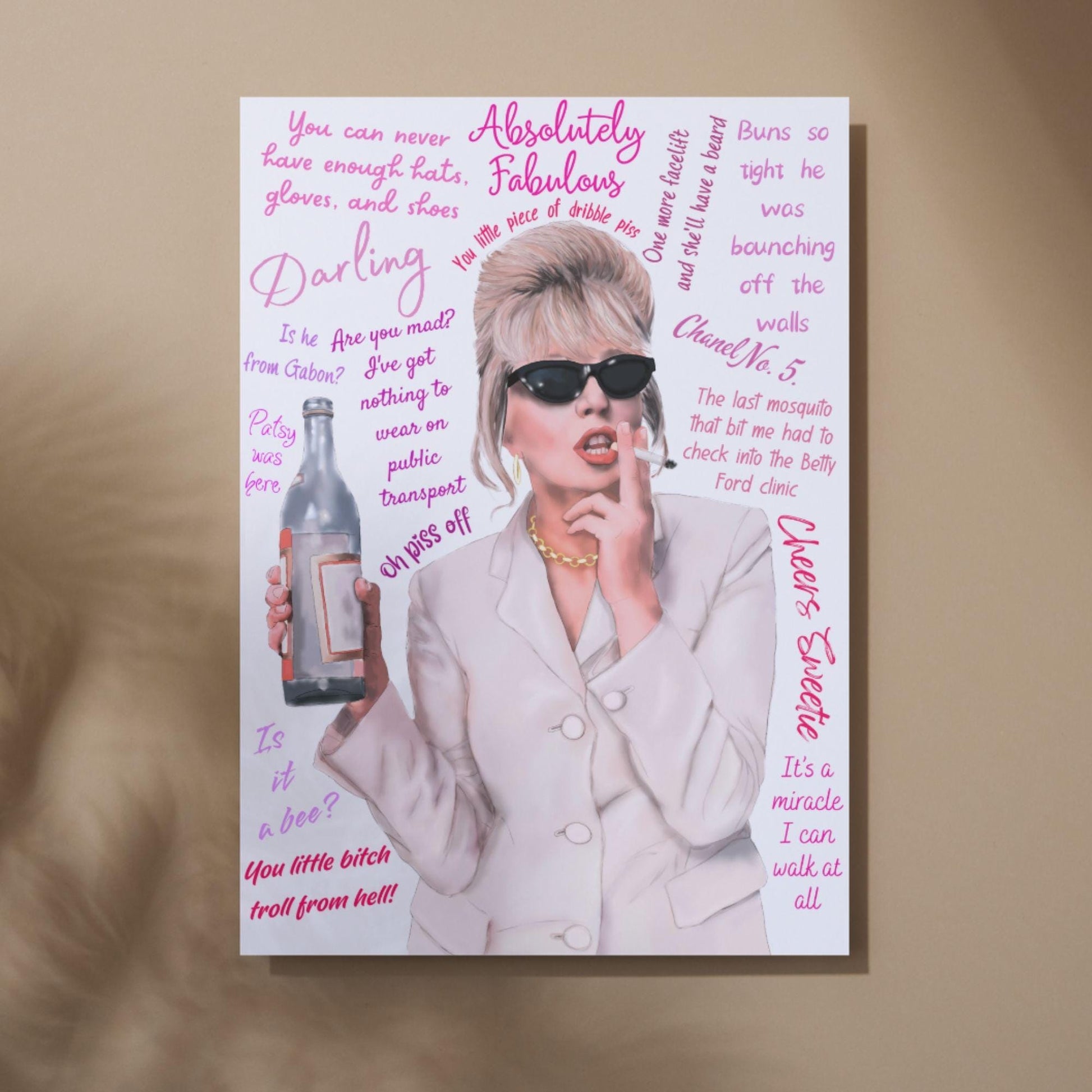Ab Fab Patsy Quotes Poster, Absolutely Fabulous Art Print, Designer Wall Art, A4 High Quality Print