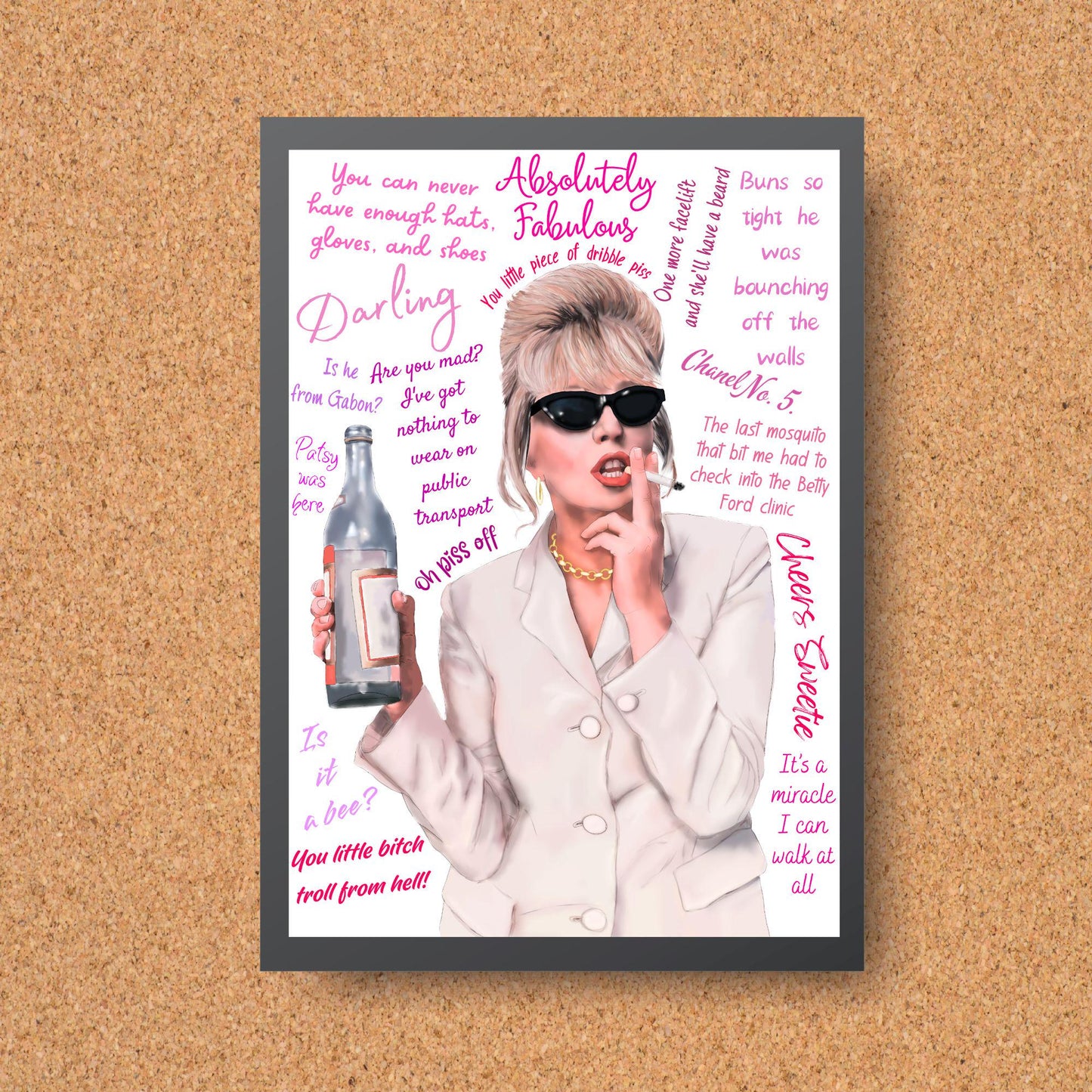 Ab Fab Patsy Quotes Poster, Absolutely Fabulous Art Print, Designer Wall Art, A4 High Quality Print