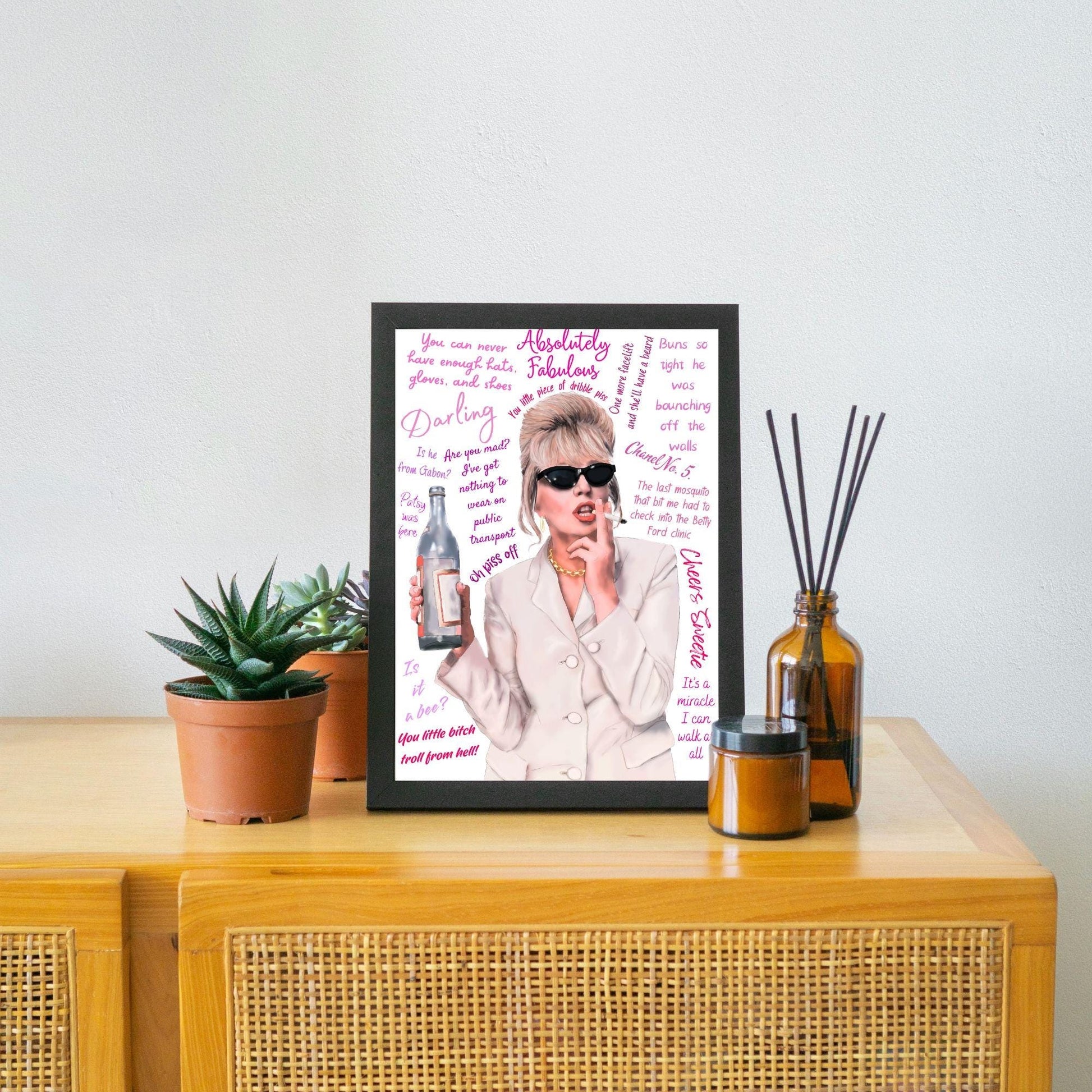 Ab Fab Patsy Quotes Poster, Absolutely Fabulous Art Print, Designer Wall Art, A4 High Quality Print