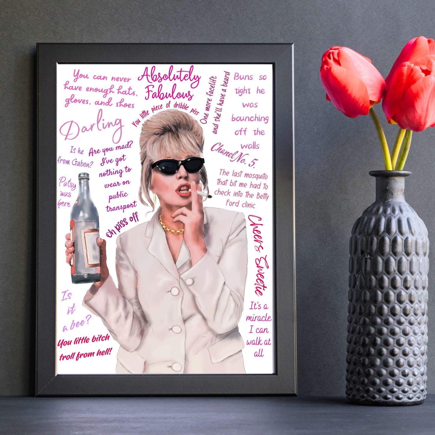 Ab Fab Patsy Quotes Poster, Absolutely Fabulous Art Print, Designer Wall Art, A4 High Quality Print
