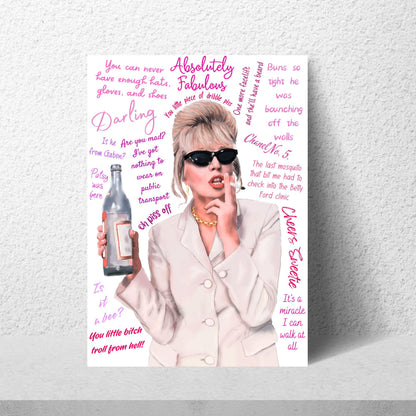 Ab Fab Patsy Quotes Poster, Absolutely Fabulous Art Print, Designer Wall Art, A4 High Quality Print