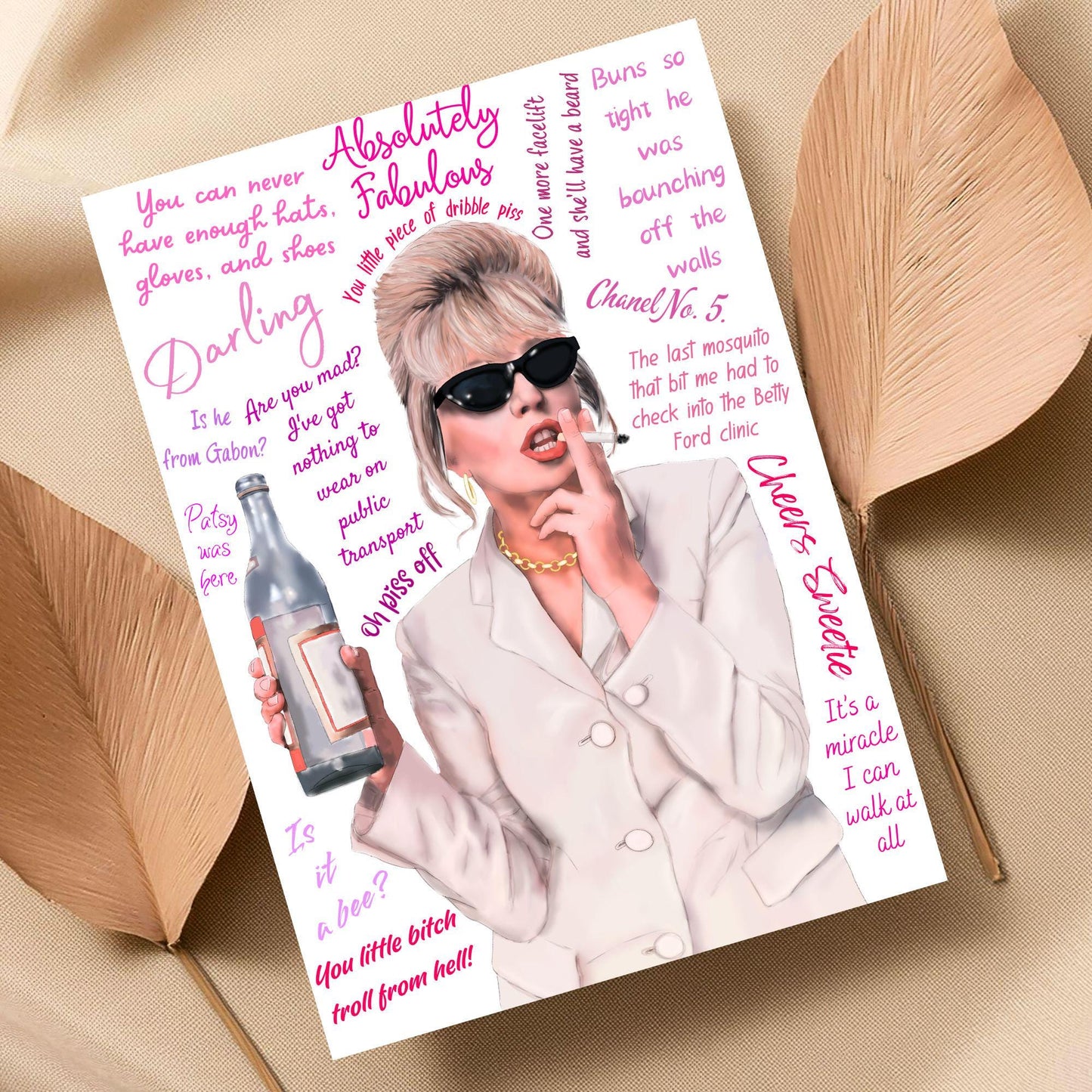 Ab Fab Patsy Quotes Poster, Absolutely Fabulous Art Print, Designer Wall Art, A4 High Quality Print