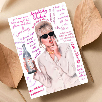 Ab Fab Patsy Quotes Poster, Absolutely Fabulous Art Print, Designer Wall Art, A4 High Quality Print