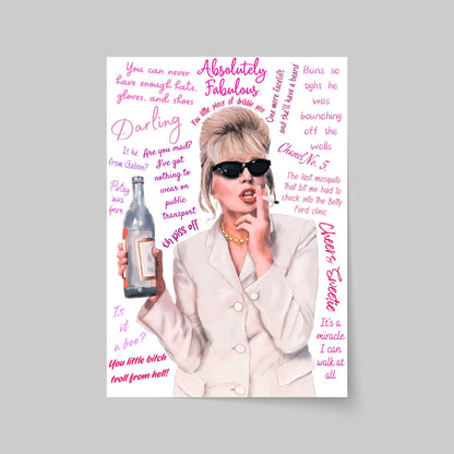Ab Fab Patsy Quotes Poster, Absolutely Fabulous Art Print, Designer Wall Art, A4 High Quality Print