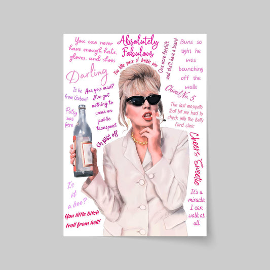 Ab Fab Patsy Quotes Poster, Absolutely Fabulous Art Print, Designer Wall Art, A4 High Quality Print
