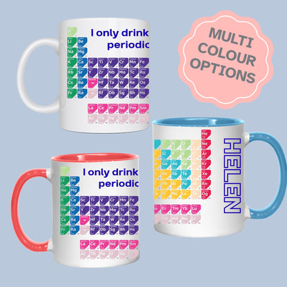 Personalised Periodic Table Mug, Chemistry Gift, Multi Colour Options, Science Mug