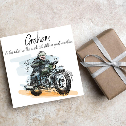 Personalised Motorbike Birthday Card, Biker Card, Funny Card, Birthday Card, Classic Motorcycle, Custom Name Card