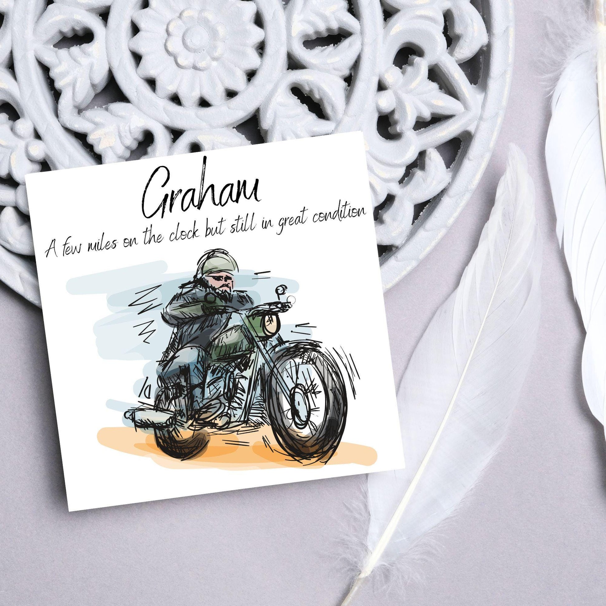 Personalised Motorbike Birthday Card, Biker Card, Funny Card, Birthday Card, Classic Motorcycle, Custom Name Card