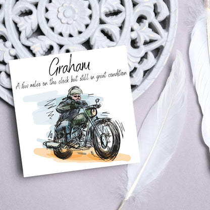 Personalised Motorbike Birthday Card, Biker Card, Funny Card, Birthday Card, Classic Motorcycle, Custom Name Card