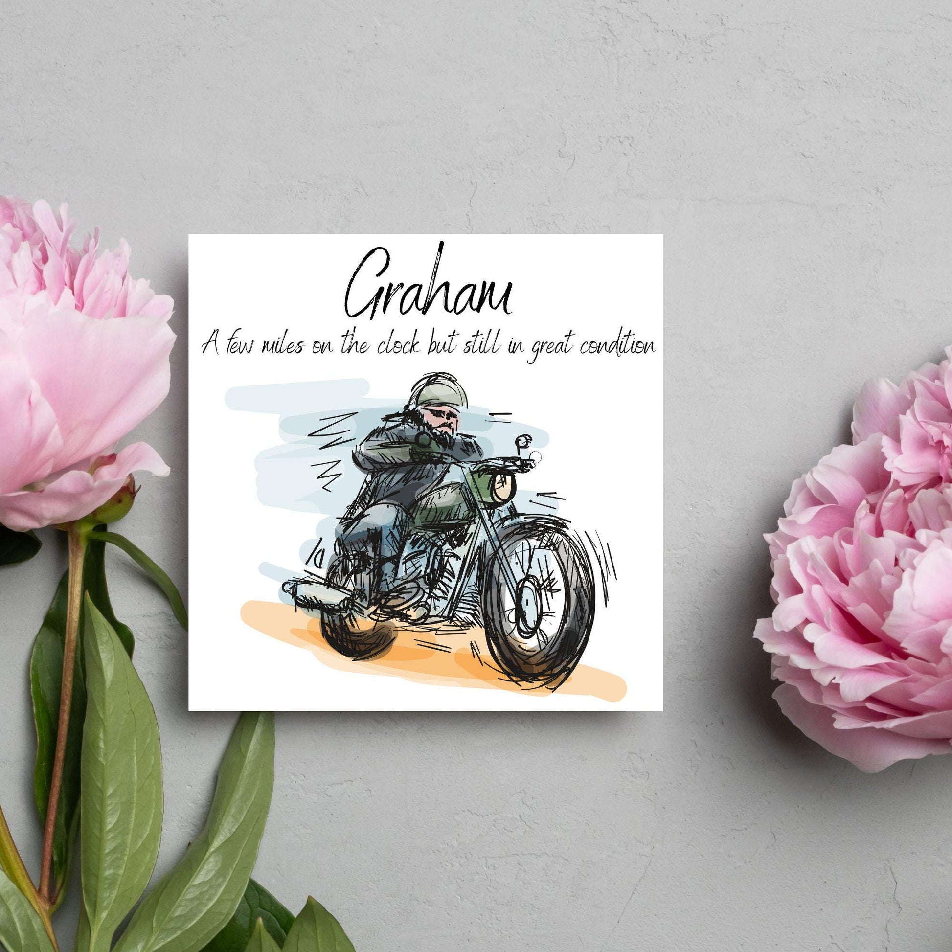 Personalised Motorbike Birthday Card, Biker Card, Funny Card, Birthday Card, Classic Motorcycle, Custom Name Card