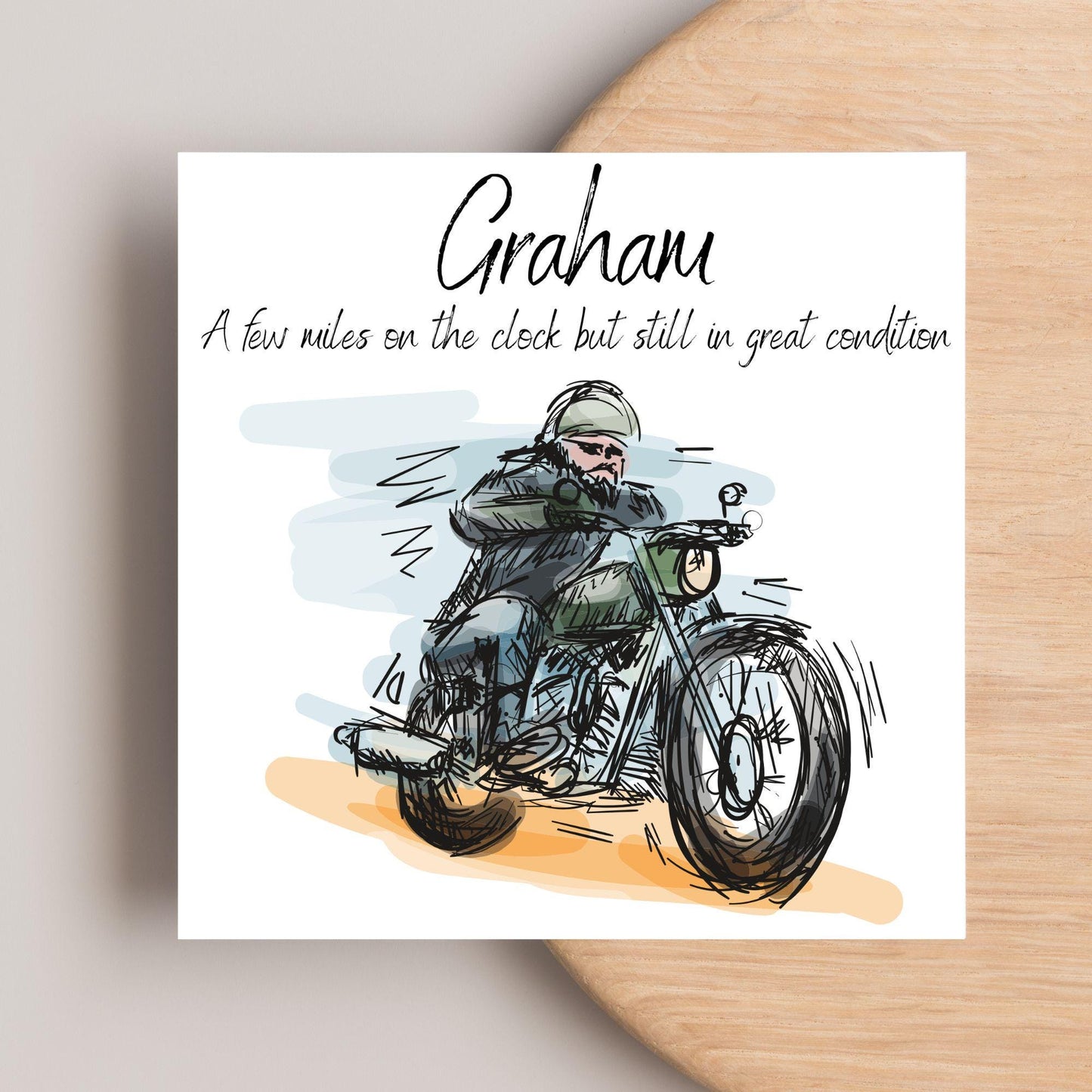 Personalised Motorbike Birthday Card, Biker Card, Funny Card, Birthday Card, Classic Motorcycle, Custom Name Card