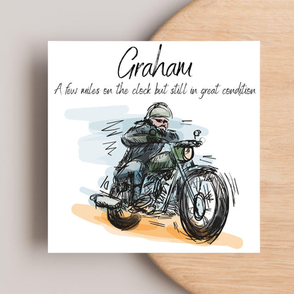Personalised Motorbike Birthday Card, Biker Card, Funny Card, Birthday Card, Classic Motorcycle, Custom Name Card