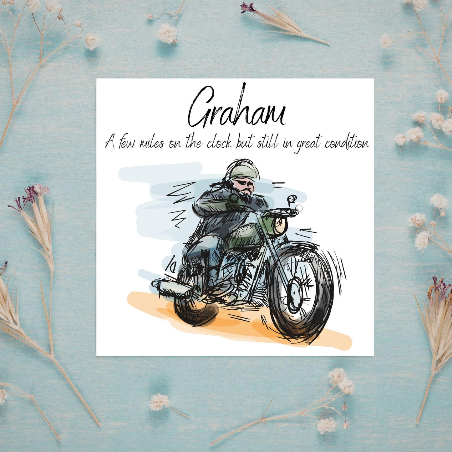 Personalised Motorbike Birthday Card, Biker Card, Funny Card, Birthday Card, Classic Motorcycle, Custom Name Card