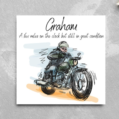 Personalised Motorbike Birthday Card, Biker Card, Funny Card, Birthday Card, Classic Motorcycle, Custom Name Card