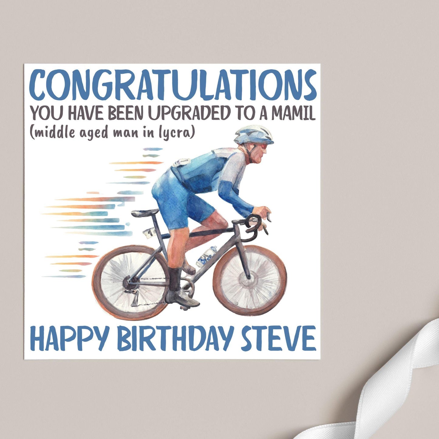 Personalised Cycling Birthday Card, MAMIL, Middle Aged Man, Custom Name Card for Dad, For Uncle, For Cyclist