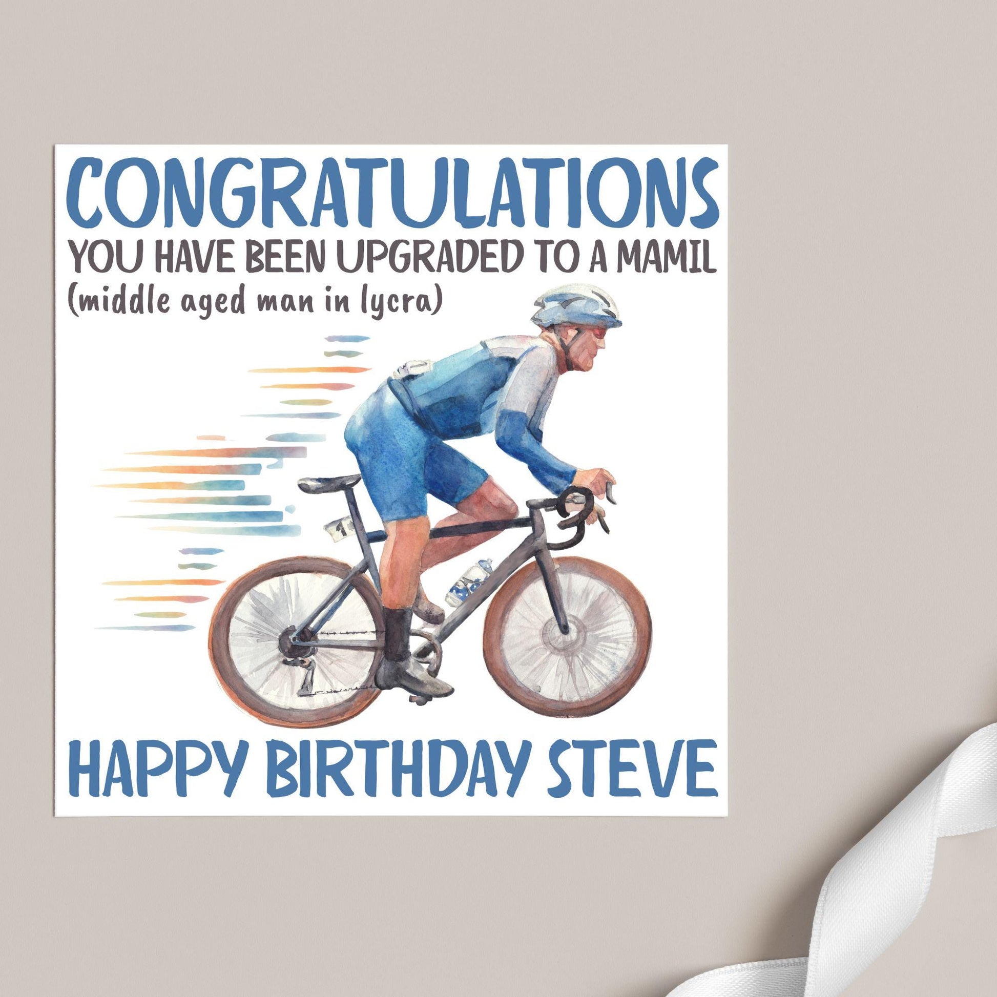 Personalised Cycling Birthday Card, MAMIL, Middle Aged Man, Custom Name Card for Dad, For Uncle, For Cyclist