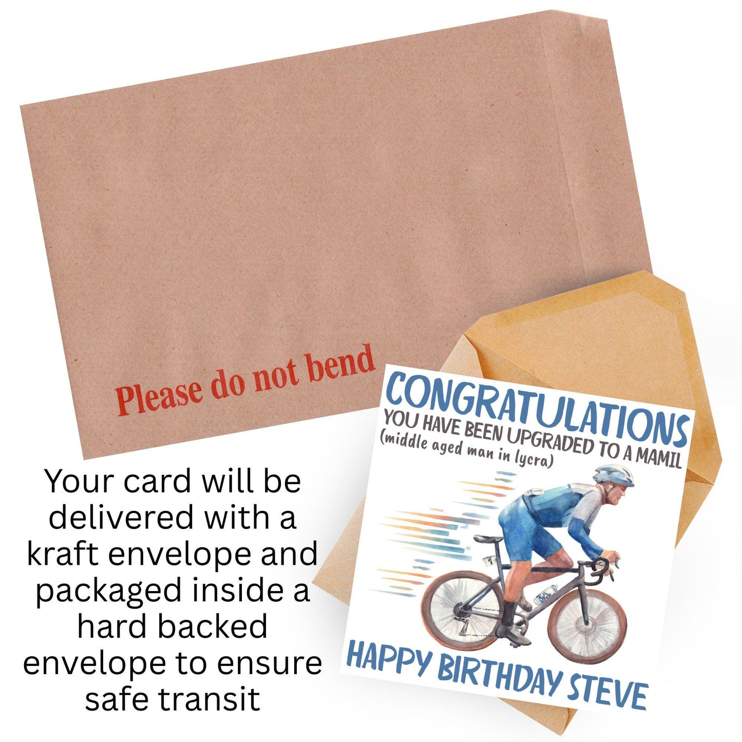 Personalised Cycling Birthday Card, MAMIL, Middle Aged Man, Custom Name Card for Dad, For Uncle, For Cyclist
