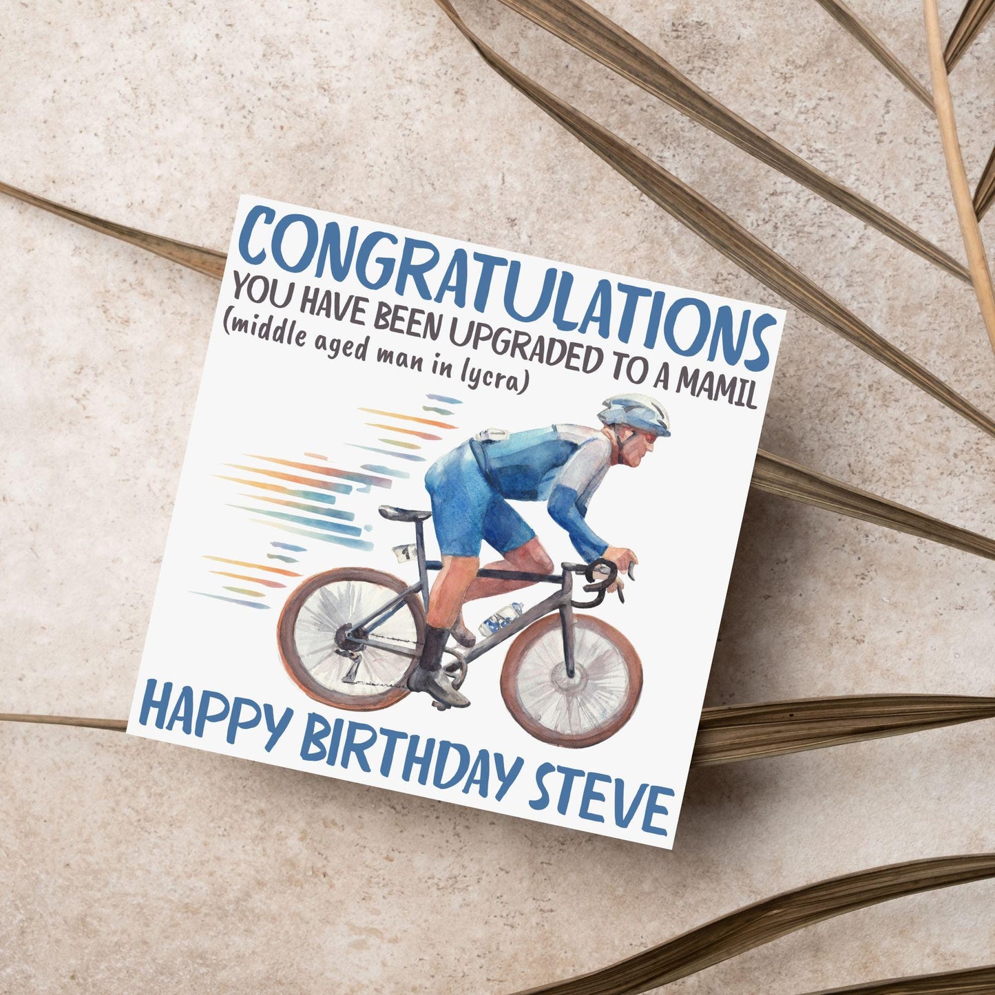 Personalised Cycling Birthday Card, MAMIL, Middle Aged Man, Custom Name Card for Dad, For Uncle, For Cyclist