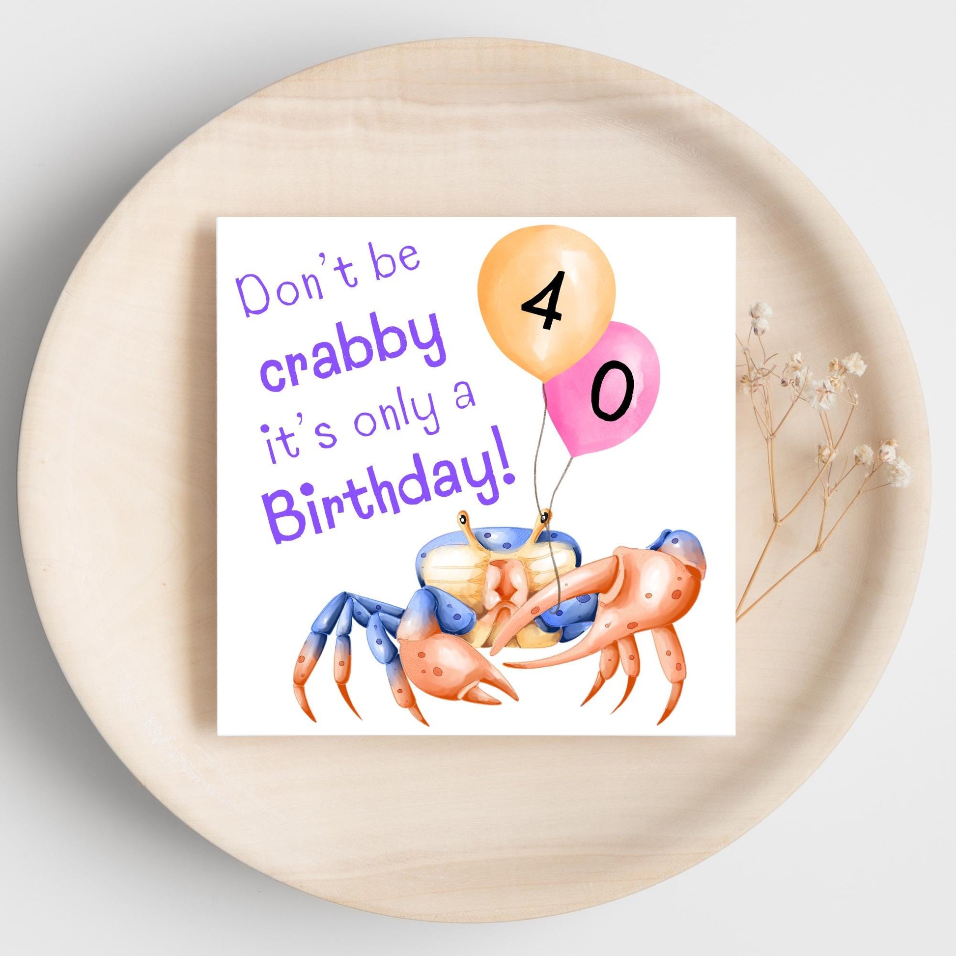 Crab Personalised Age Birthday Card Sea Themed, Nautical, 20th, 30th, 40th, 50th