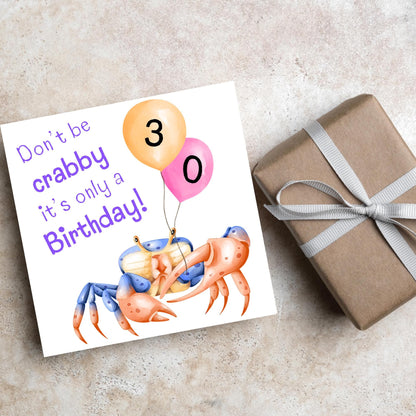Crab Personalised Age Birthday Card Sea Themed, Nautical, 20th, 30th, 40th, 50th