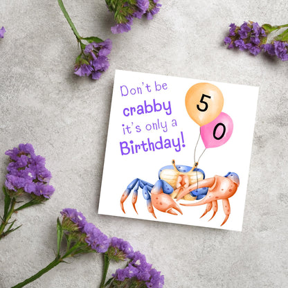 Crab Personalised Age Birthday Card Sea Themed, Nautical, 20th, 30th, 40th, 50th