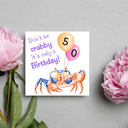 Crab Personalised Age Birthday Card Sea Themed, Nautical, 20th, 30th, 40th, 50th