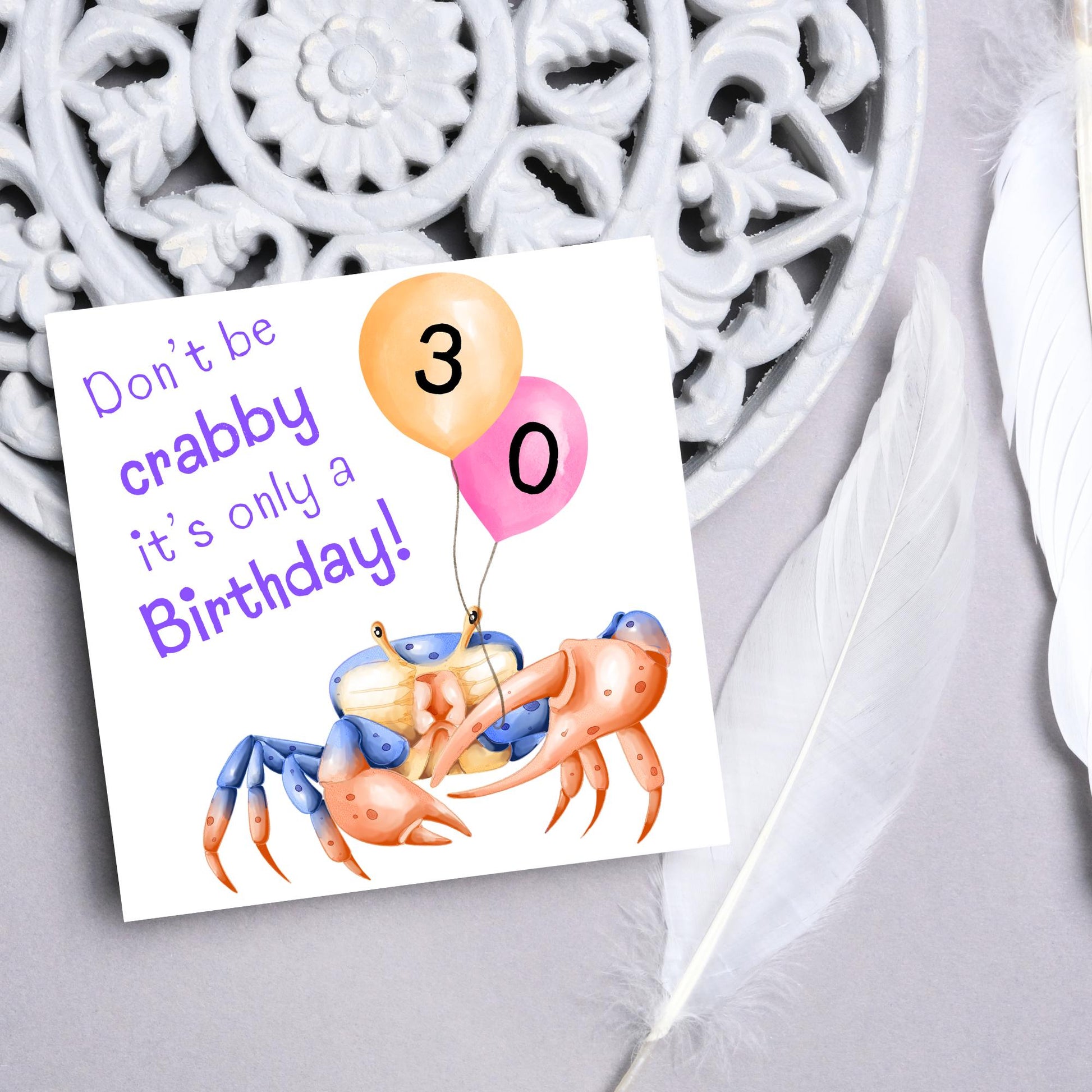Crab Personalised Age Birthday Card Sea Themed, Nautical, 20th, 30th, 40th, 50th