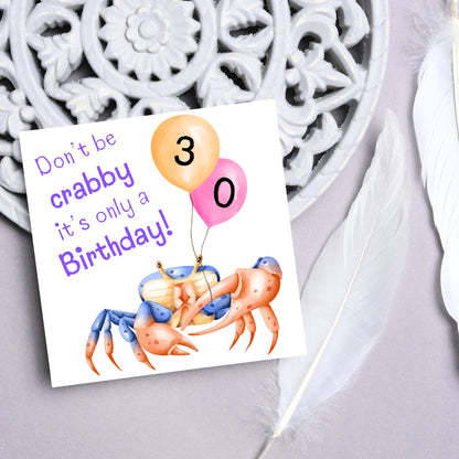 Crab Personalised Age Birthday Card Sea Themed, Nautical, 20th, 30th, 40th, 50th