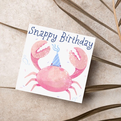 Crab Birthday Card, Sea Themed, Crustacean Card, Card for Granddaughter, Card for Daughter, Sister, Niece