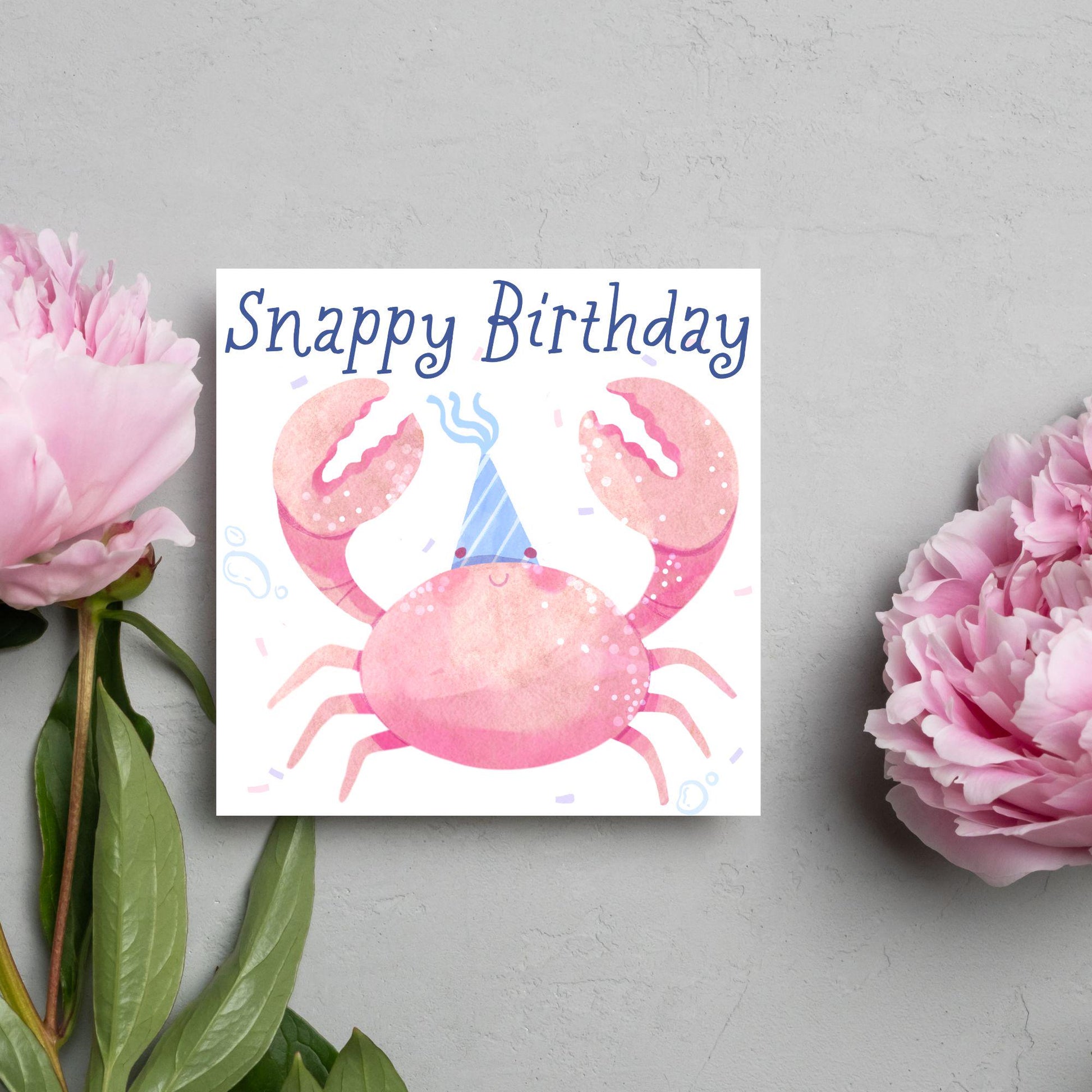 Crab Birthday Card, Sea Themed, Crustacean Card, Card for Granddaughter, Card for Daughter, Sister, Niece
