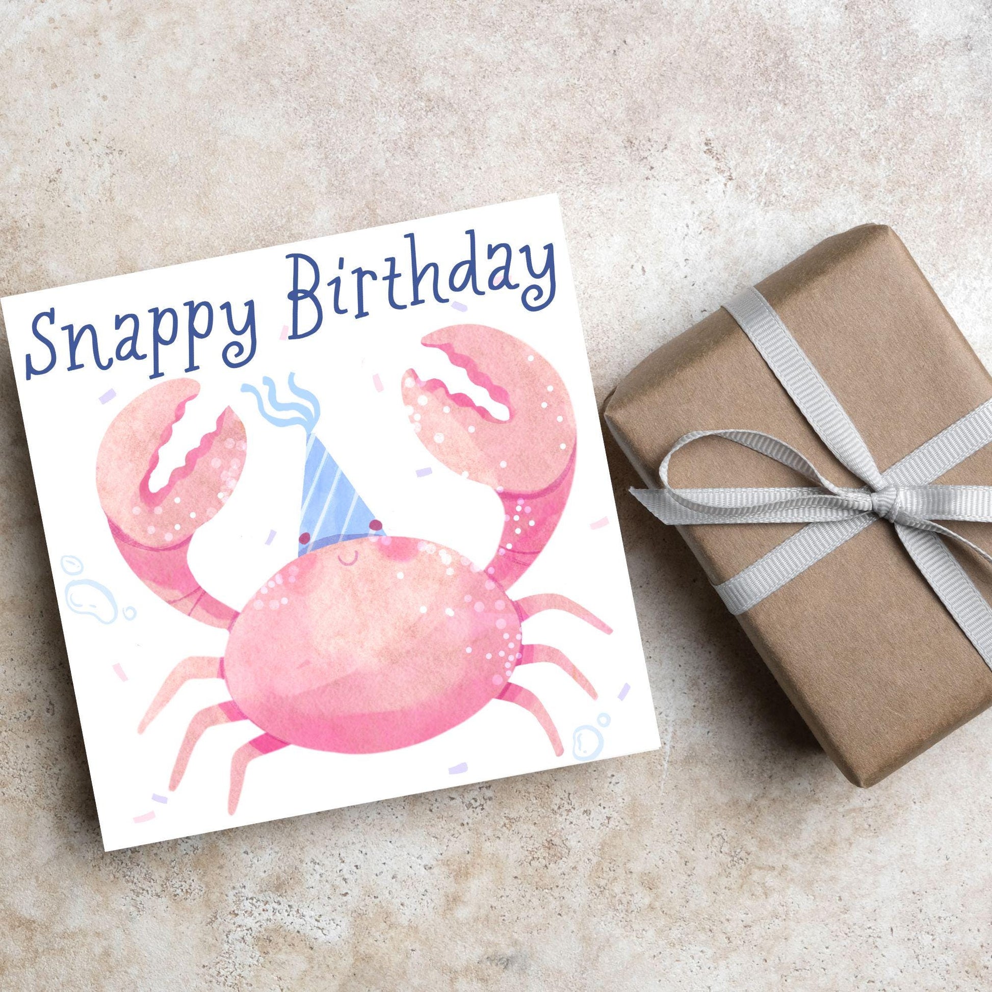 Crab Birthday Card, Sea Themed, Crustacean Card, Card for Granddaughter, Card for Daughter, Sister, Niece