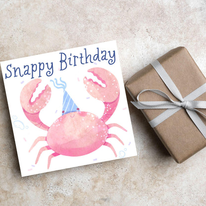 Crab Birthday Card, Sea Themed, Crustacean Card, Card for Granddaughter, Card for Daughter, Sister, Niece