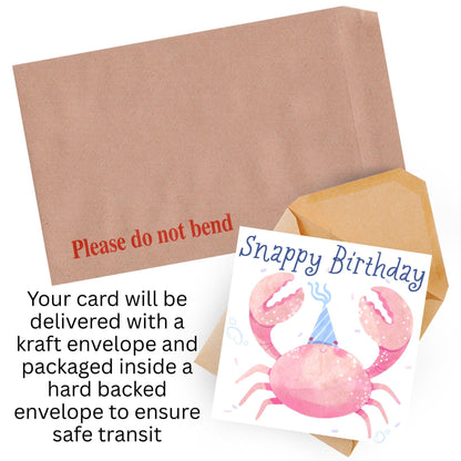 Crab Birthday Card, Sea Themed, Crustacean Card, Card for Granddaughter, Card for Daughter, Sister, Niece