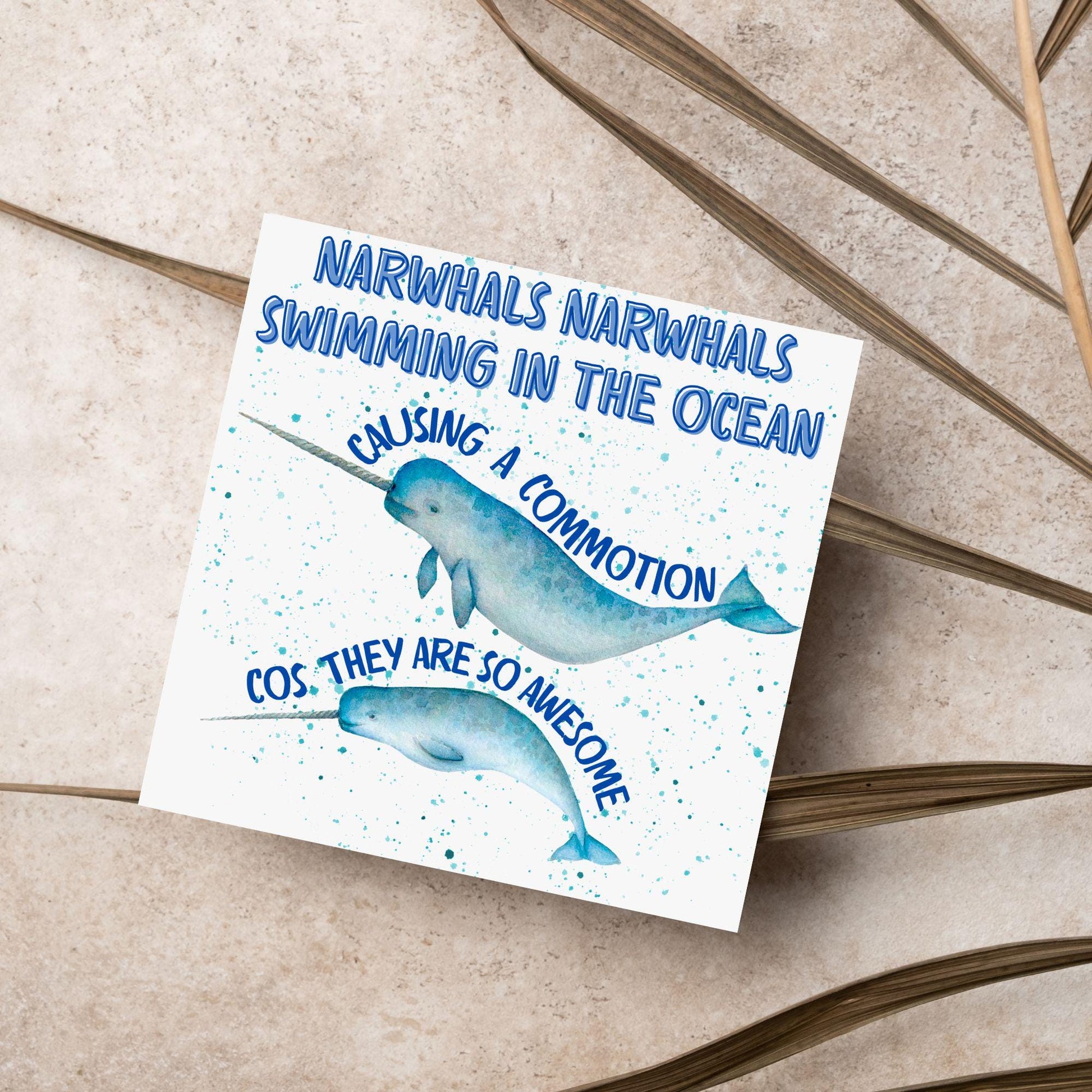 Narwhal Card, Funny Card for Birthday, Marine Biology, Sea Life, Whale Card