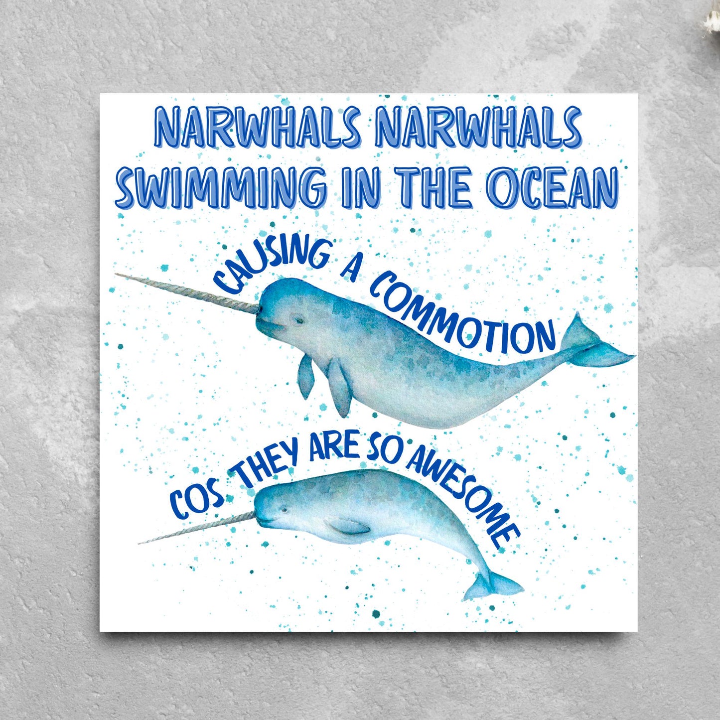 Narwhal Card, Funny Card for Birthday, Marine Biology, Sea Life, Whale Card