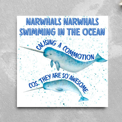 Narwhal Card, Funny Card for Birthday, Marine Biology, Sea Life, Whale Card
