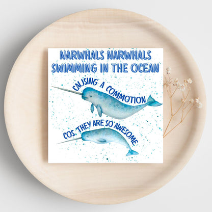 Narwhal Card, Funny Card for Birthday, Marine Biology, Sea Life, Whale Card
