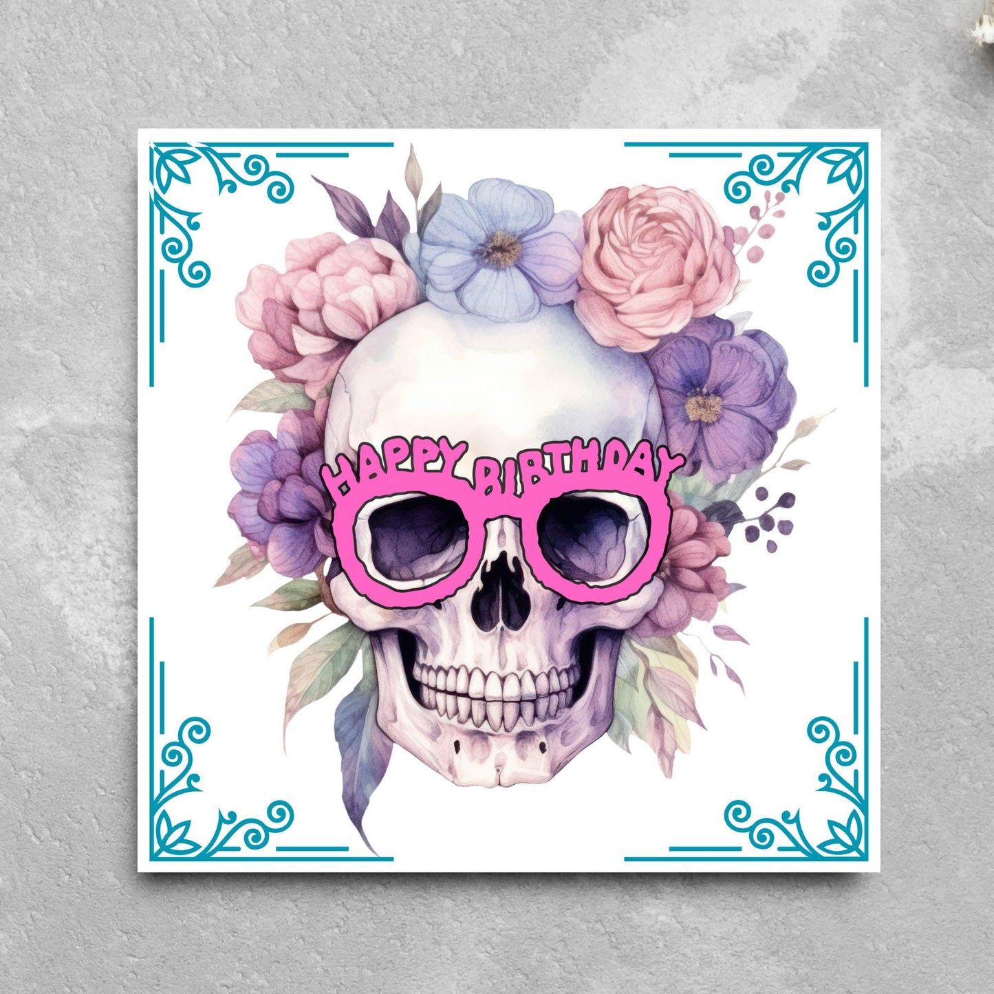 Skull Birthday Card, Gothic Card, Goth Birthday, Pastel Goth, Floral Skull, Card for Daughter, Sister, Friend