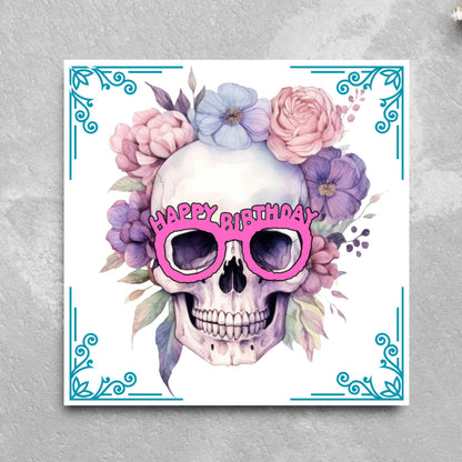 Skull Birthday Card, Gothic Card, Goth Birthday, Pastel Goth, Floral Skull, Card for Daughter, Sister, Friend