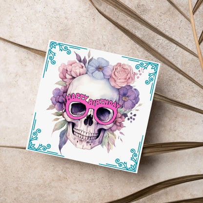 Skull Birthday Card, Gothic Card, Goth Birthday, Pastel Goth, Floral Skull, Card for Daughter, Sister, Friend
