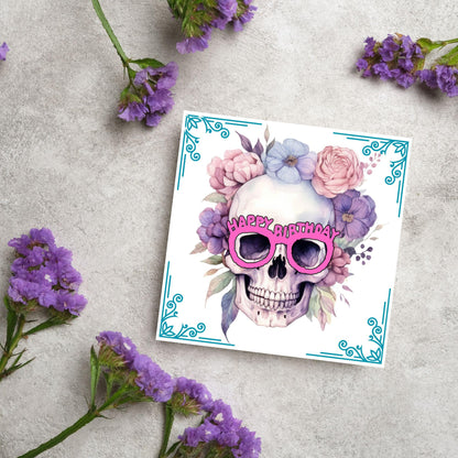 Skull Birthday Card, Gothic Card, Goth Birthday, Pastel Goth, Floral Skull, Card for Daughter, Sister, Friend