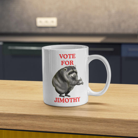 Jimothy Raccoon Mug, Seattle Viral Raccoon, Funny Meme Mug, Choice of Colours